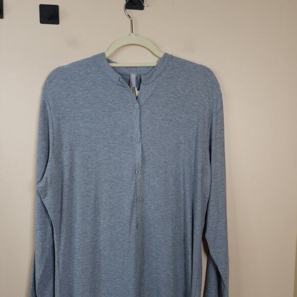 SKIMS LOUNGE LONG SLEEVE HENLEY ROMPER IN HEATHER GREY SIZE 4X - Picture 2 of 9
